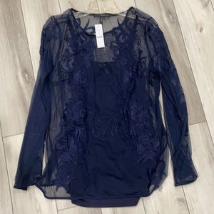 NWT WHBM embroidered sheer blouse with cami